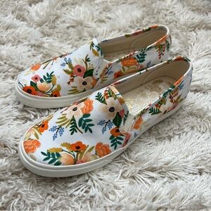 Keds White Floral Canvas Slip-Ons